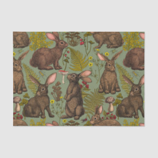 Rabbits and woodland flora Tissue Paper