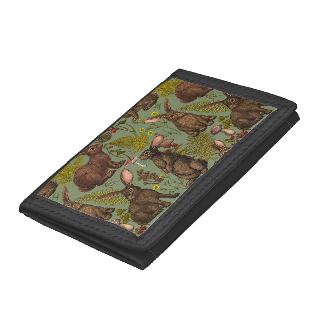 Rabbits and woodland flora Trifold Wallet (Bottom)