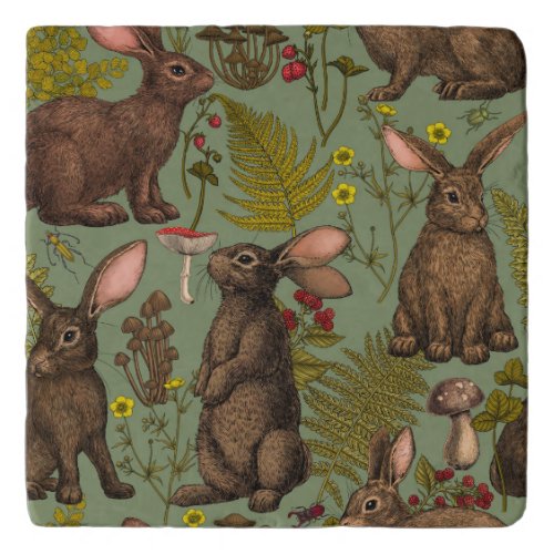 Rabbits and woodland flora Trivet