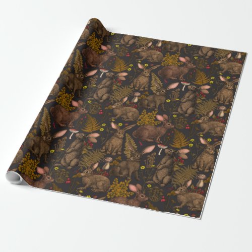 Rabbits and woodland flora Wrapping Paper