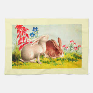 Rabbits art kitchen towel