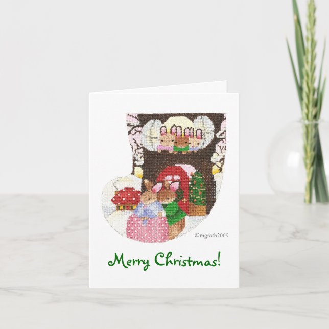 Rabbits at home for Christmas Card (Front)