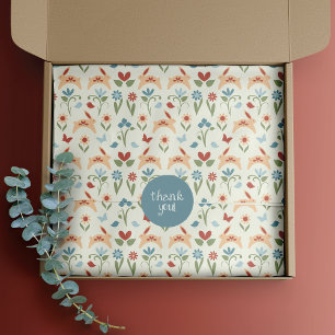 Rabbits, Birds Hearts Folk Art Tissue Paper