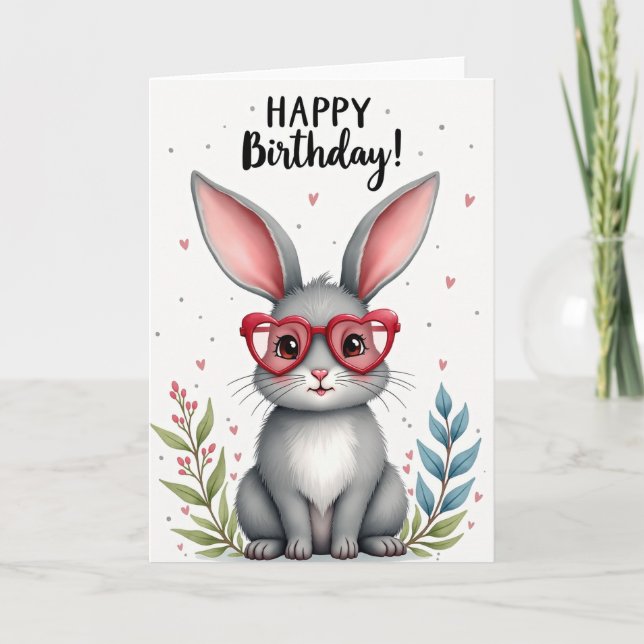 Rabbits Birthday Spectacle Card (Front)