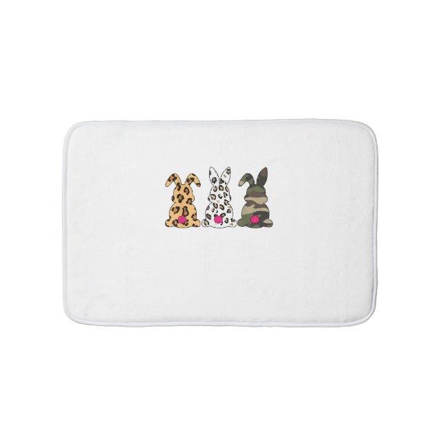 Rabbits Bunnies Leopard Camouflage Happy Easter Da Bath Mat (Front)