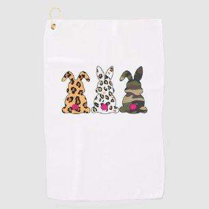 Rabbits Bunnies Leopard Camouflage Happy Easter Da Golf Towel