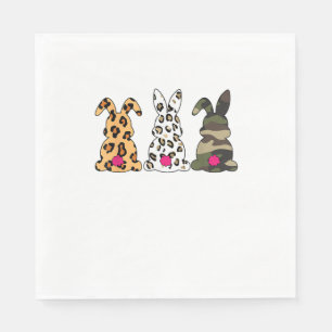 Rabbits Bunnies Leopard Camouflage Happy Easter Da Napkins