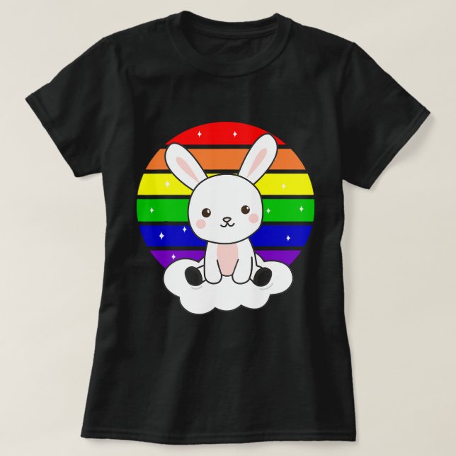 Rabbits Bunny Rainbow Colorful Sunset Kawaii Fanta T-Shirt (Design Front)
