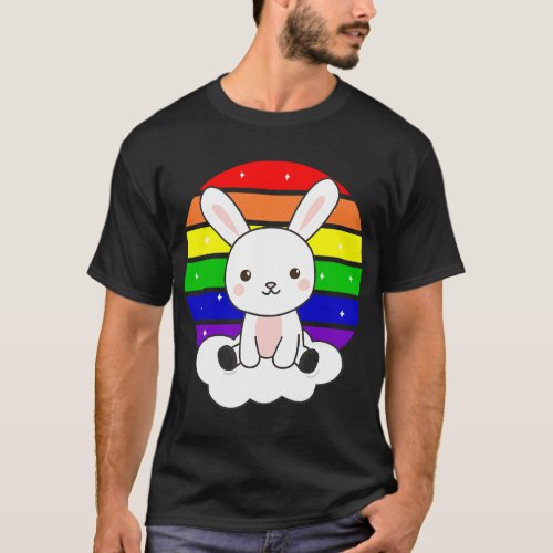 Rabbits Bunny Rainbow Colorful Sunset Kawaii Fanta T_Shirt