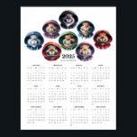 Rabbits Colorful Hoodies Circular Magnet Calendar Poster<br><div class="desc">Add some playful charm to your year with this unique circle-shaped magnetic 2025 calendar! Featuring 12 months displayed, the top is adorned with adorable watercolor illustrations of bunny rabbits dressed in colorful hoodies. Perfect for rabbit lovers, this compact and stylish calendar is great for home, office, or as a fun...</div>