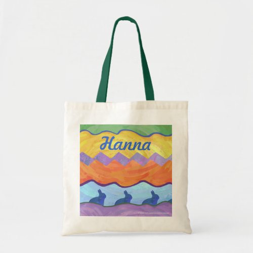 Rabbits Colorful Pattern Personalized Tote Bag