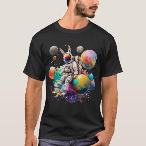 Rabbits Cute Astronaut Easter Bunny Rabbit in Spac T_Shirt