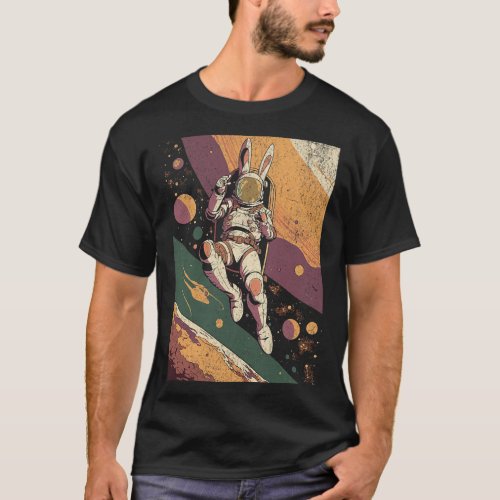 Rabbits Cute Easter Bunny Astronaut in Space Egg P T_Shirt