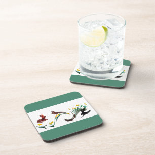 Rabbits Daffodils Spring Drink Coaster