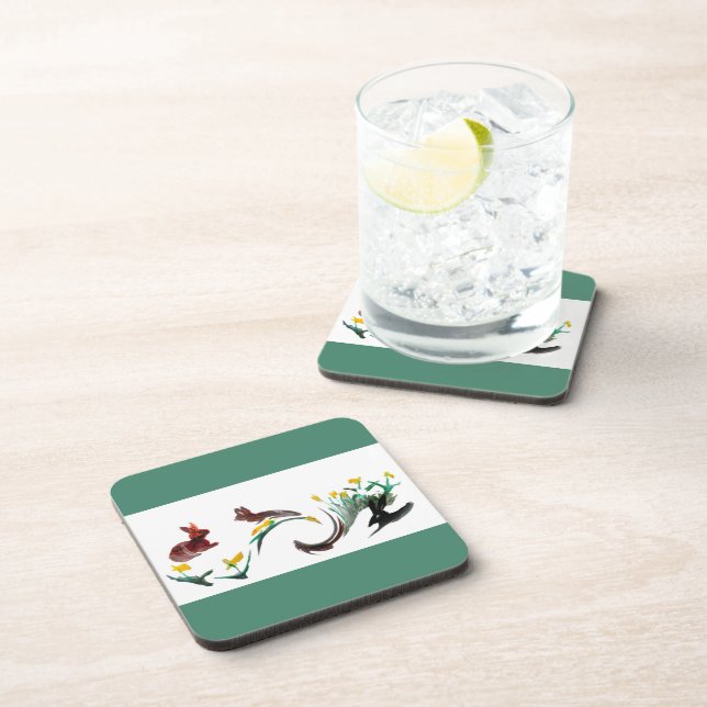 Rabbits Daffodils Spring Drink Coaster (Right Side)