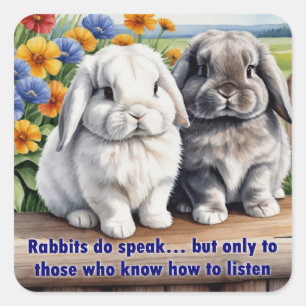Rabbits Do Speak Lop Eared Bunny Square Sticker