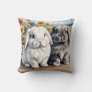Rabbits Do Speak Lop Eared Bunny Throw Pillow