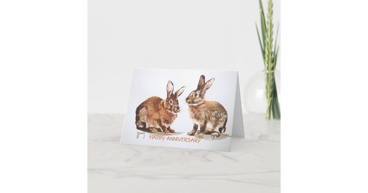 Rabbits Happy Anniversary Card | Zazzle