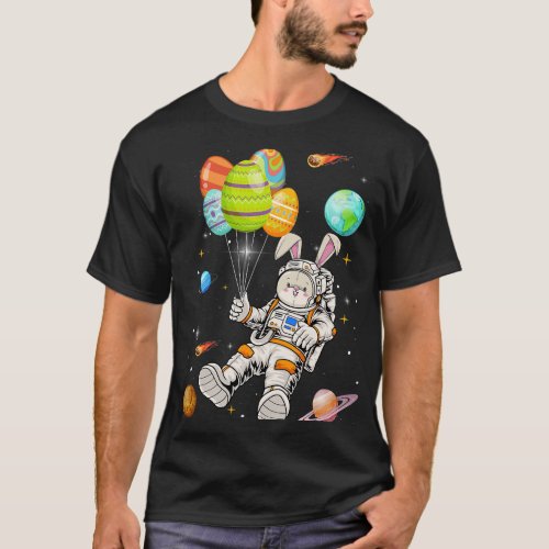 Rabbits Happy Easter Day Bunny Egg astronaut Space T_Shirt
