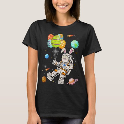 Rabbits Happy Easter Day Bunny Egg astronaut Space T_Shirt