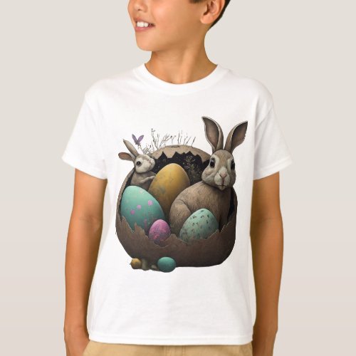 rabbits hiding Easter eggs  T_Shirt