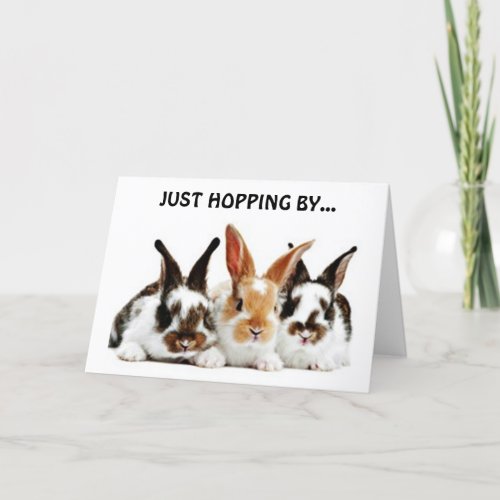 RABBITS HOPPING BY TO WISH YOU A HAPPY BIRTHDAY CARD