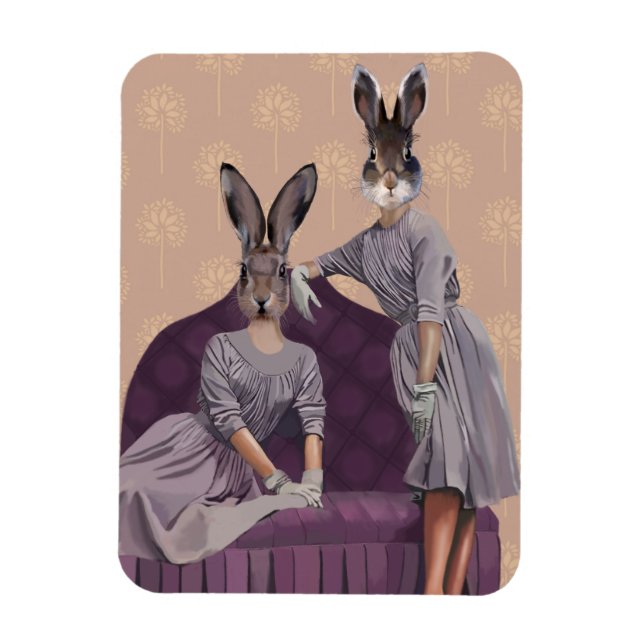 Rabbits in Purple Magnet (Vertical)