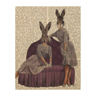 Rabbits in Purple Wood Wall Art
