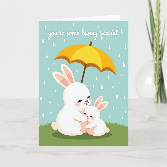 Rabbits In Rain Special Friend Card (Front)