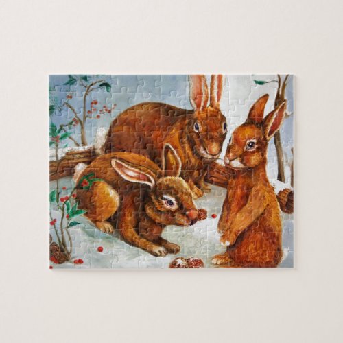 Rabbits in Snow Jigsaw Puzzle