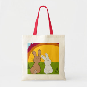 rabbits in the sunset tote bag