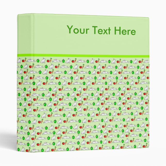 Rabbits in the Vegetables Cartoon Pattern 3 Ring Binder (Front/Spine)