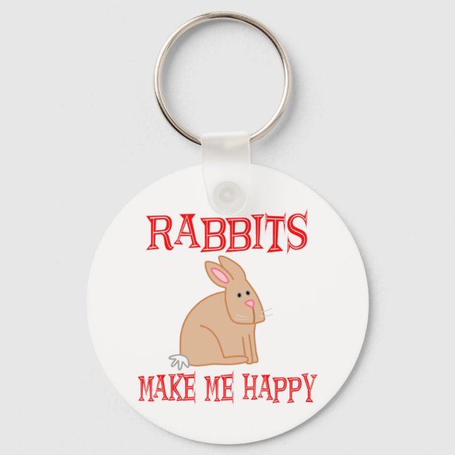 Rabbits Make Me Happy Keychain (Front)