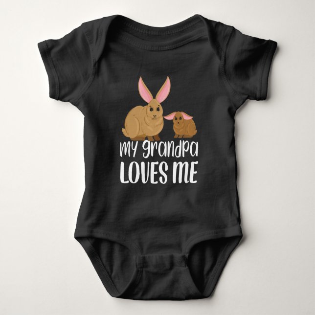 Rabbits 🐰 My Grandpa Loves Me - Grandchild Gift Baby Bodysuit (Front)
