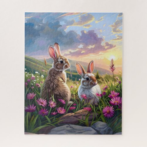 Rabbits On A Peaceful Evening Jigsaw Puzzle