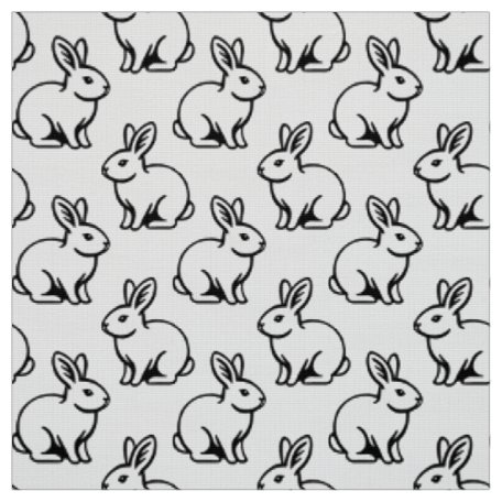 Black Rabbit Patterns Black and White Bunny Rabbit Fabric Gray Medallion | Zazzle