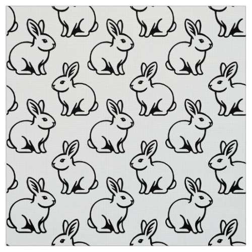 Rabbits Pattern _ Black and White Fabric