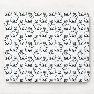 Rabbits Pattern - Black and White Mouse Pad