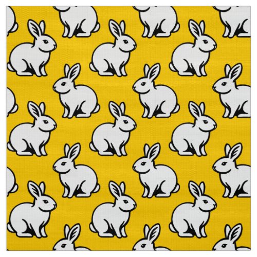 Rabbits Pattern _ Black and White with Amber Fabric