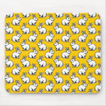 Rabbits Pattern - Black and White with Amber Mouse Pad