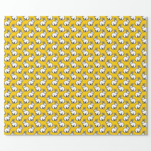 Rabbits Pattern _ Black and White with Amber Wrapping Paper