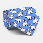 Rabbits Pattern - Black and White with Baby Blue Neck Tie