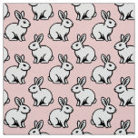 Rabbits Pattern - Black and White with Faded Pink Fabric