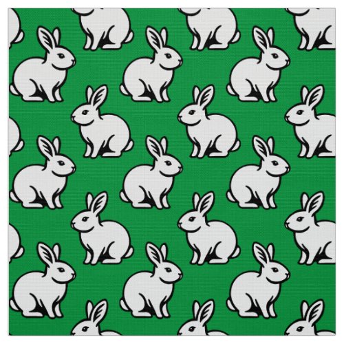 Rabbits Pattern _ Black and White with Kelly Green Fabric