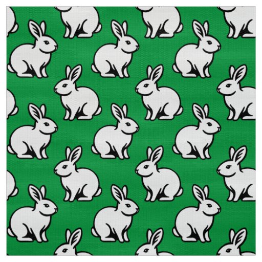 Rabbits Pattern - Black and White with Kelly Green Fabric