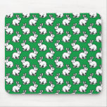 Rabbits Pattern - Black and White with Kelly Green Mouse Pad