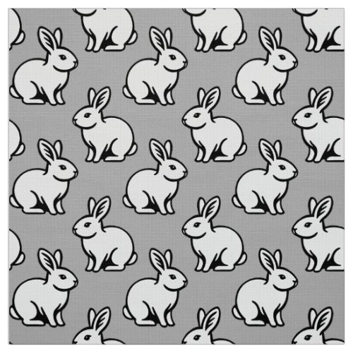 Rabbits Pattern _ Black and White with Light Gray Fabric