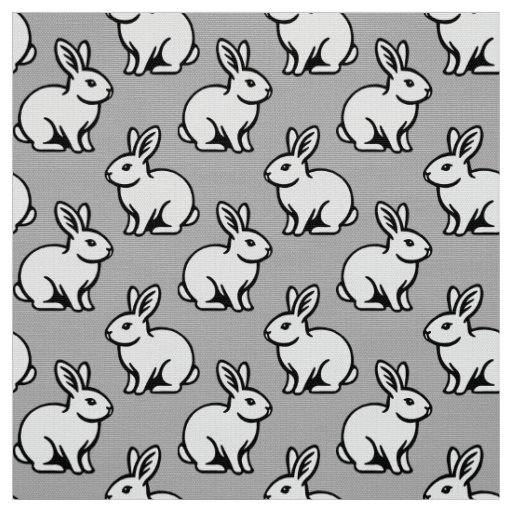 Rabbits Pattern - Black and White with Light Gray Fabric