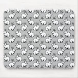 Rabbits Pattern - Black and White with Light Gray Mouse Pad