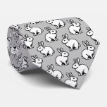 Rabbits Pattern - Black and White with Light Gray Neck Tie